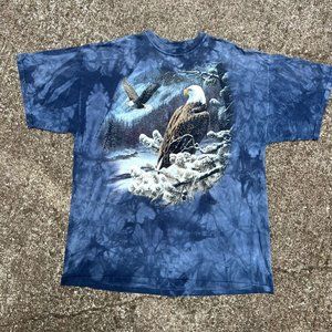 The Mountain Vintage 1999 AOP Eagle Print Blue Tie Dye Wash Men's Size XXL Cotto